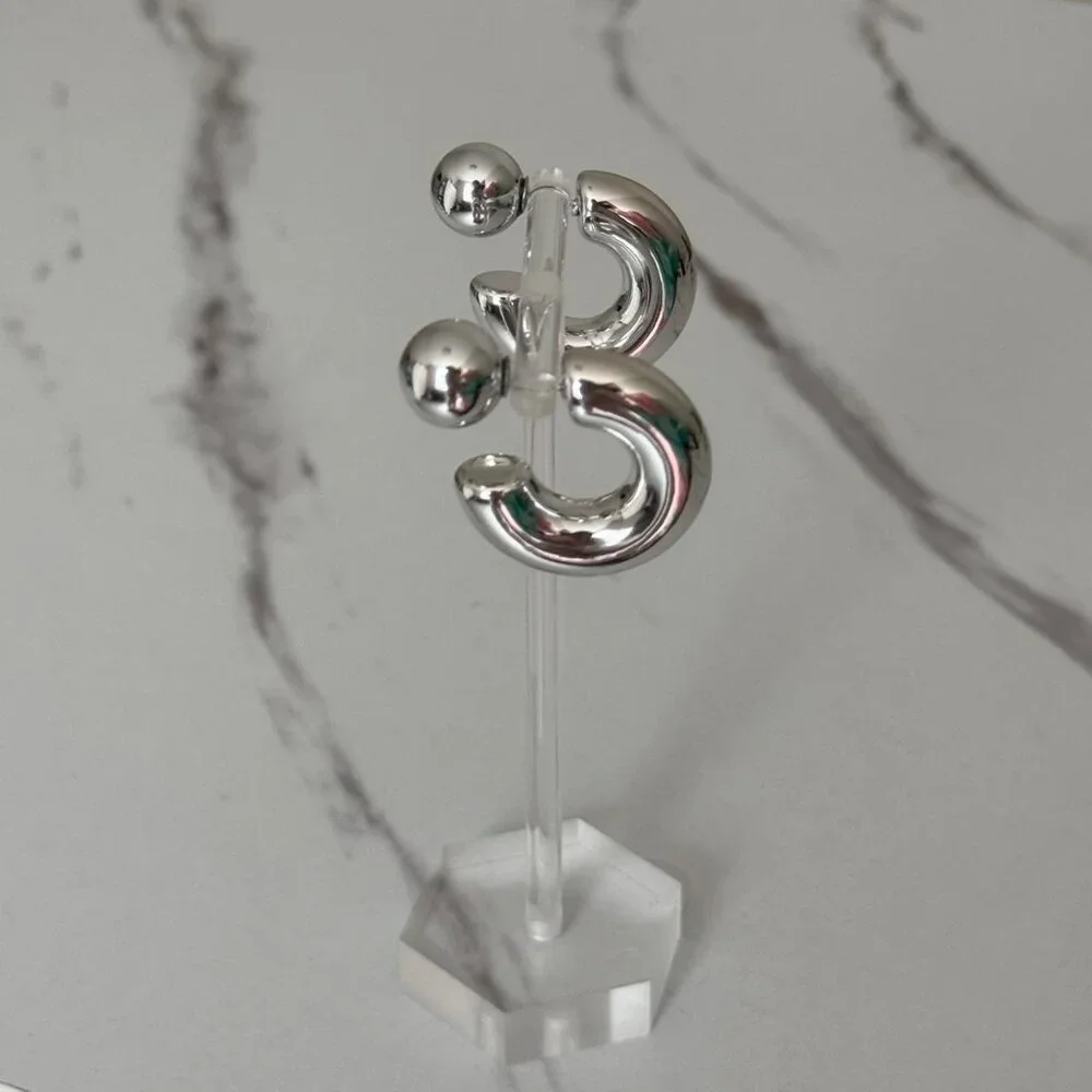 SKU:0063 Retro Women Silver Earrings Stainless Steel Vintage inspired + gift box